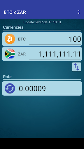 Android application Bitcoin x South African Rand screenshort
