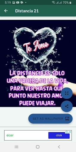 Android application Imágenes de amor con frases screenshort
