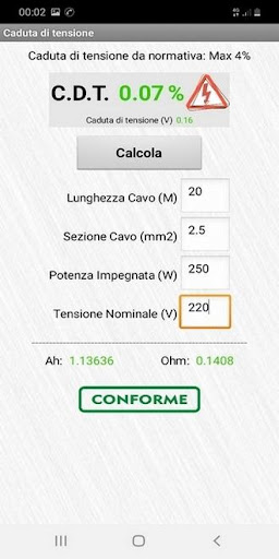 SirWatt Calcoli Elettrici Screen 2