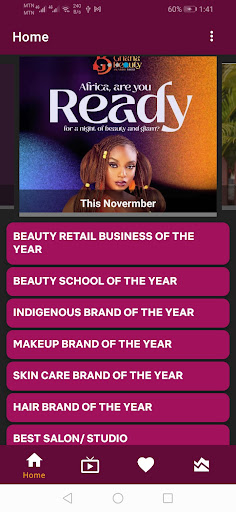 Android application Ghana Beauty Awards screenshort