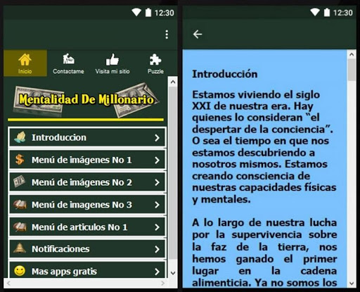Android application Los secretos de la mente millo screenshort