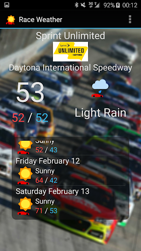 Race Day Weather Screen 3