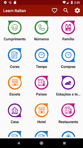 Aprenda italiano Captura de Tela do Aplicativo Android 1