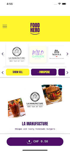 Android application Food Hero app screenshort