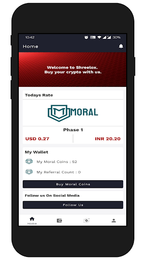 Android application SHREELOX Crypto Exchange screenshort