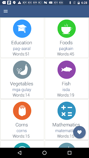 Android application Word book English to Filipino screenshort