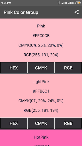 Color picker Hex CMYK RGB Screen 3