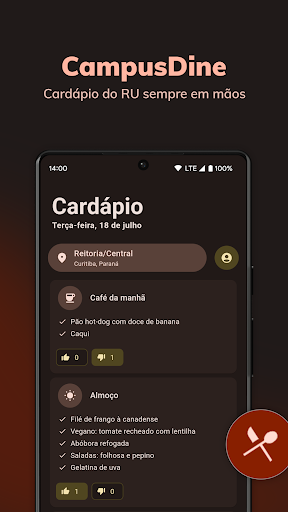 Android application CampusDine screenshort