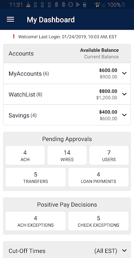 Android application INTRUST Bank Business screenshort