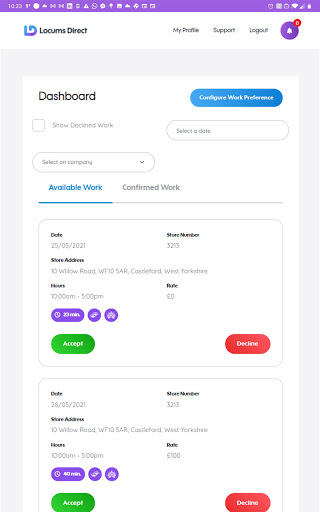 Locums Direct Screen 3
