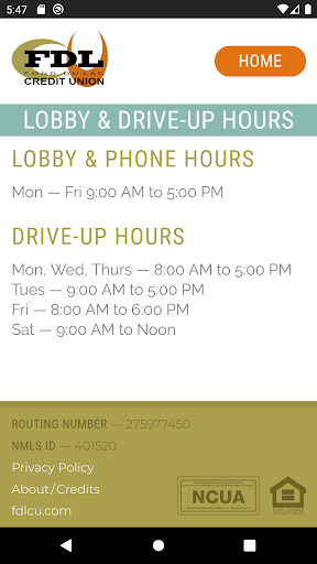 FDLCU Mobile Banking Screen 3