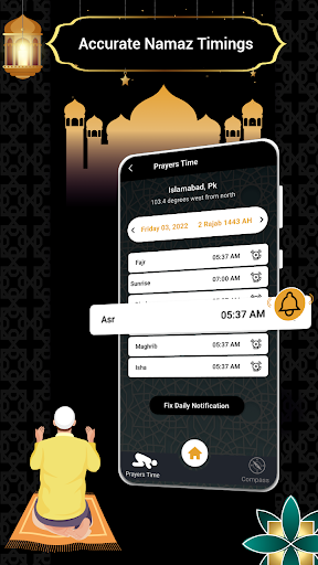 Qibla Finder - Prayer Times Screen 3