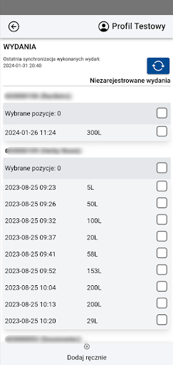 Monitoring paliwa Screen 2