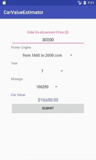 Car Value Estimator Screen 3