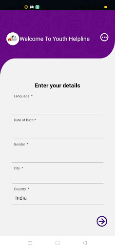 Android application Youth Helpline screenshort