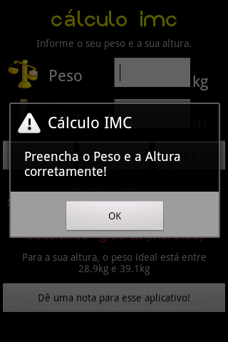 Android application Cálculo IMC screenshort