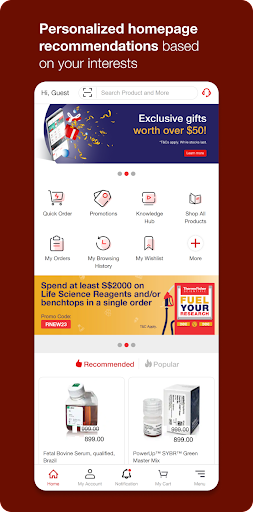 Android application Thermo Fisher-from Cart to Lab screenshort