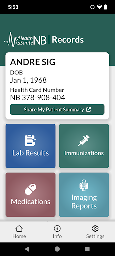 MyHealthNB Screen 2