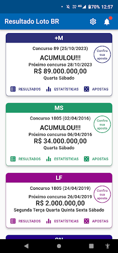 Android application Resultado Loteria BR screenshort