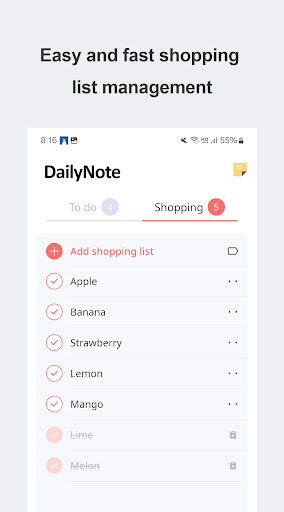 Screenshot of DailyNote - Checklist, Notepad