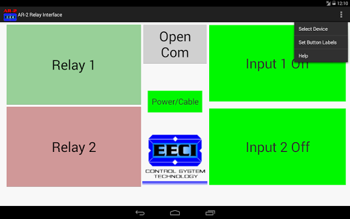 AR-2 USB Relay Control App Screen 3