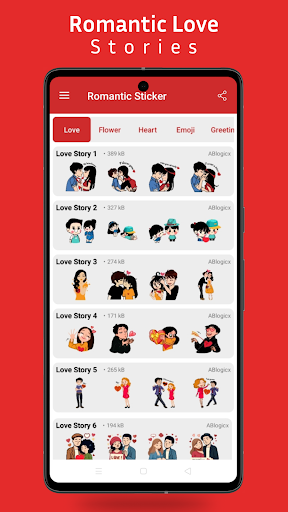 Android application Romantic stickers for whatsapp screenshort
