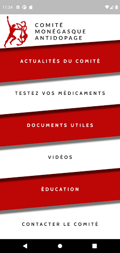 Android application Comité Monégasque Antidopage screenshort