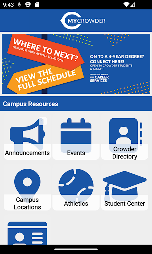 Android application MyCrowder - Crowder College screenshort