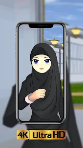 Hijab Sakura School Wallpaper