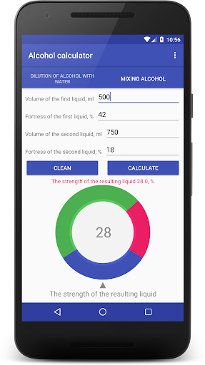 Alcohol calculator Screen 2