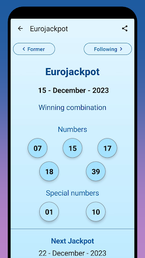 European Lottery Results Screen 2