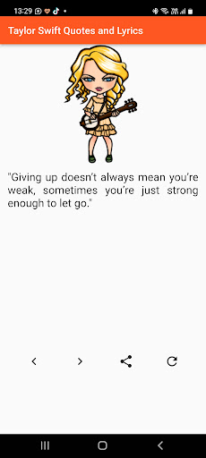 Android application Taylor Swift Quotes and Lyrics screenshort