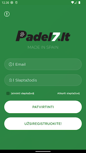 Android application Padel7.lt screenshort