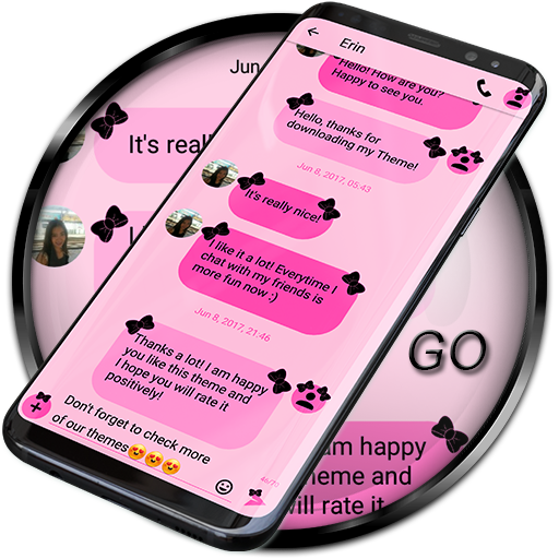 SMS Theme Ribbon Black - pink  Icon