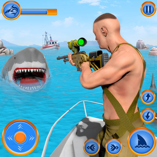 Shark simulator 3d shark games logo