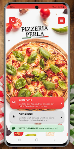 Android application Pizzeria Perla Wien screenshort