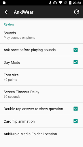 Android application AnkiWear for AnkiDroid screenshort