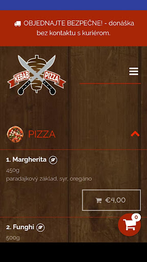 Android application Doner Kebab Handlová screenshort