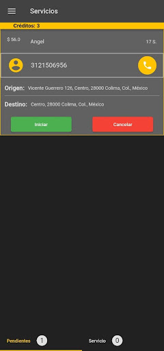 GoBack Taxis Chofer Screen 2