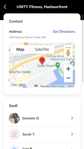 Android application Unity Fitness Harbourfront screenshort