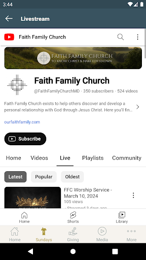 Faith Family Church Maryland Screen 2