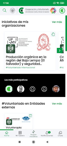 Android application Cooperación y Voluntariado UCM screenshort