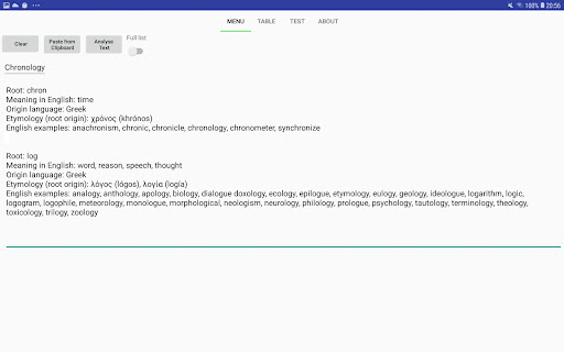 Greek and Latin roots finder Screenshot