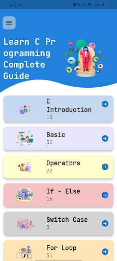 Learn C programming compiler Screen 2