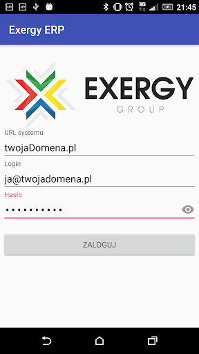 Android application Exergy ERP screenshort