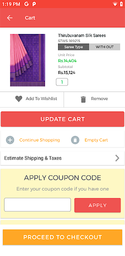 Co-optex Online Shopping App Screen 2