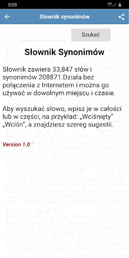Android application Słownik Synonimy Polskie screenshort