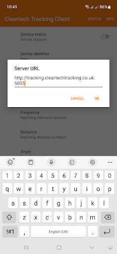 Cleartech Tracking Client Screen 2
