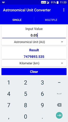 Android application Astronomical Unit Converter screenshort