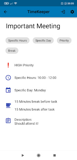 TimeKeeper Screen 2